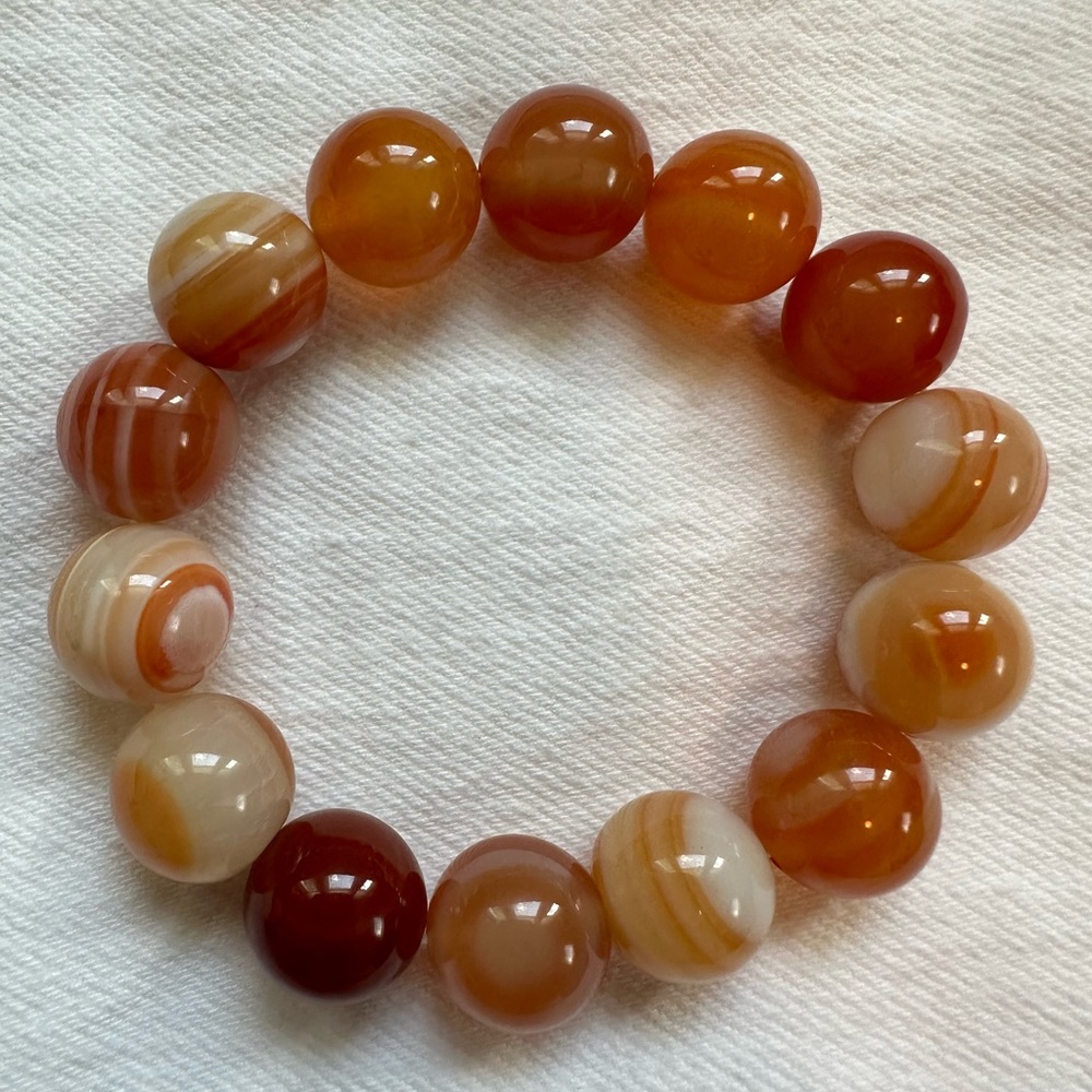 Natural Sardonyx Beads Bracelet 12mm  Made in Japan